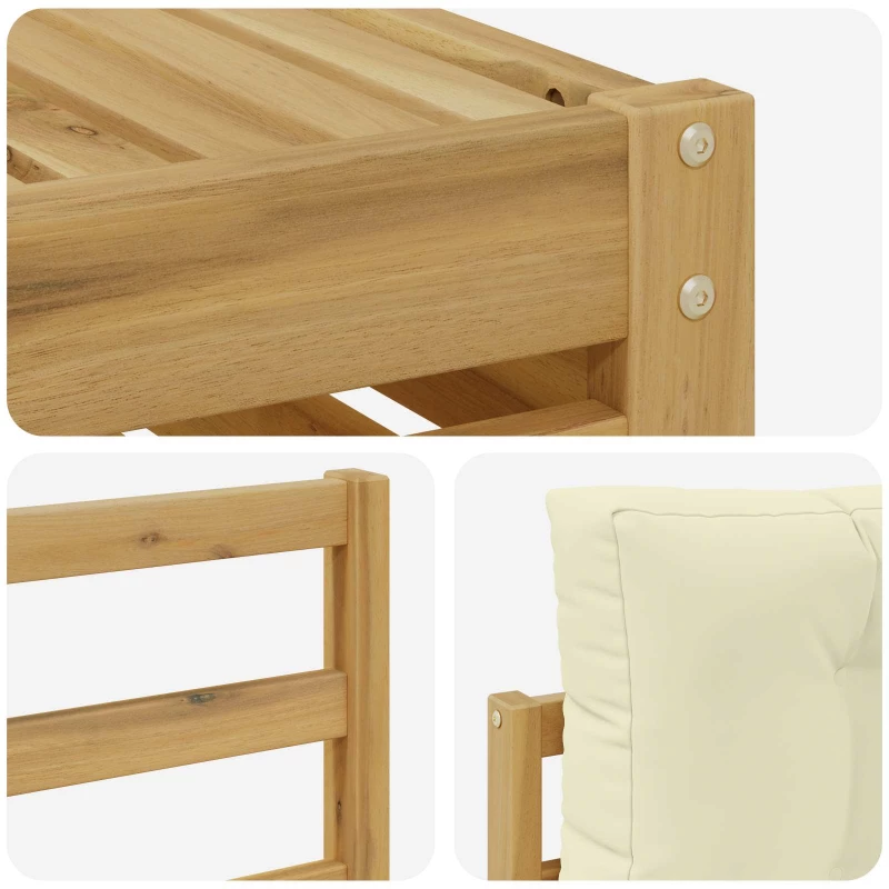 vidaXL Σειρά Καναπέ Εξωτερικού με μαξιλάρι 5 pcs Λευκό και Κρεμ