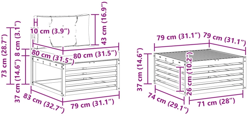 vidaXL Σειρά Καναπέ Εξωτερικού με μαξιλάρι 5 pcs Λευκό και Κρεμ
