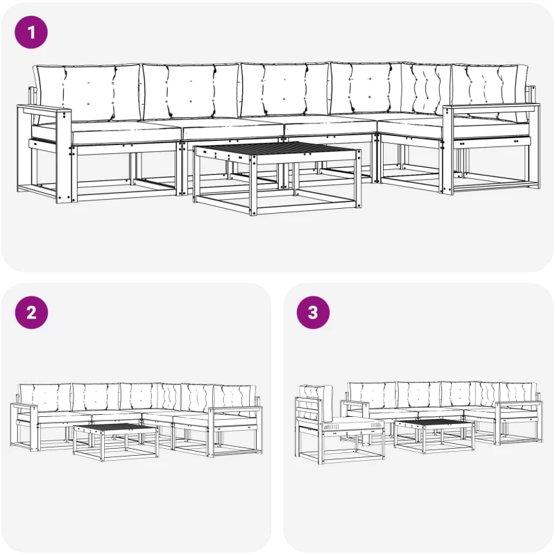 vidaXL Σειρά Καναπέ Εξωτερικού 6 pcs Λευκό και Ανοιχτό Γκρι
