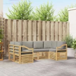 vidaXL Σαλονάκι Γωνιακού Καναπέ 6 pcs Λευκό και Ανοιχτό Γκρι