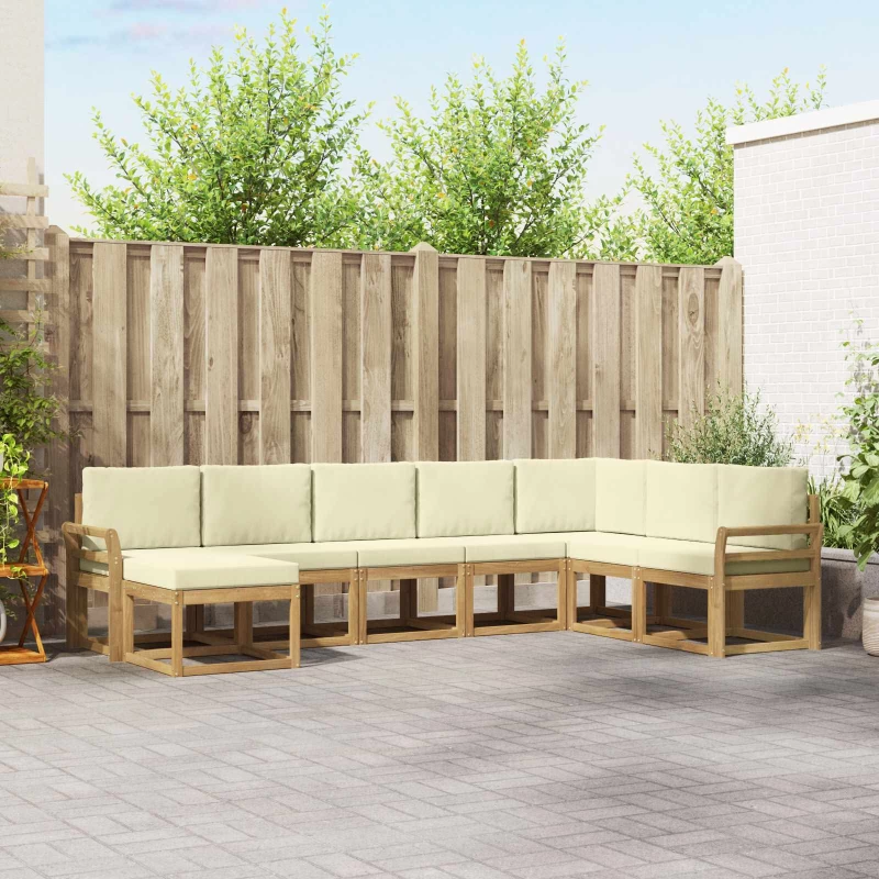 vidaXL Σειρά Καναπέ Εξωτερικού με μαξιλάρι 8 pcs Λευκό και Κρεμ
