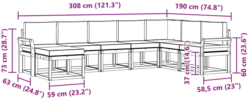 vidaXL Σειρά Καναπέ Εξωτερικού με μαξιλάρι 8 pcs Λευκό και Κρεμ