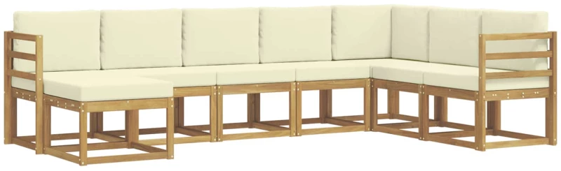 vidaXL Σειρά Καναπέ Εξωτερικού με μαξιλάρι 8 pcs Λευκό και Κρεμ