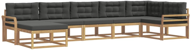 vidaXL Σειρά Καναπέ Εξωτερικού με μαξιλάρι 7 pcs Άσπρο και Ανθρακί