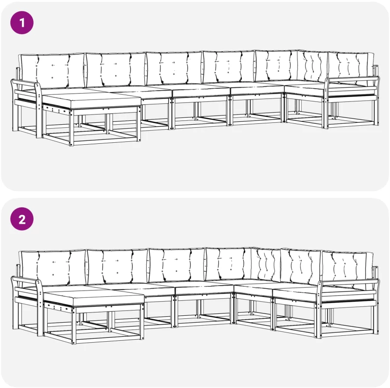 vidaXL Σειρά Καναπέ Εξωτερικού με μαξιλάρι 7 pcs Άσπρο και Ανθρακί