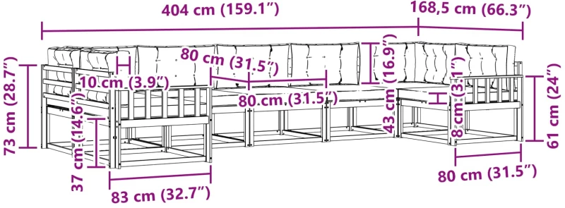 vidaXL Σειρά Καναπέ Εξωτερικού με μαξιλάρι 7 pcs Λευκό και Μπεζ