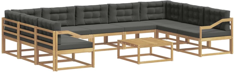 vidaXL Σειρά Καναπέ Εξωτερικού με μαξιλάρι 10 pcs Άσπρο και Ανθρακί