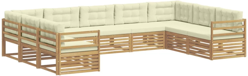 vidaXL Σειρά Καναπέ Εξωτερικού 9 pcs Λευκό και Κρεμ