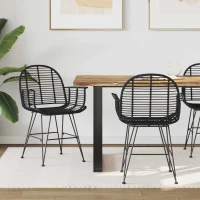 vidaXL Καρέκλα τραπεζαρίας 2 pcs Καλάμι και Σίδερο Μαύρο