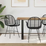 vidaXL Καρέκλα τραπεζαρίας 2 pcs Καλάμι και Σίδερο Μαύρο