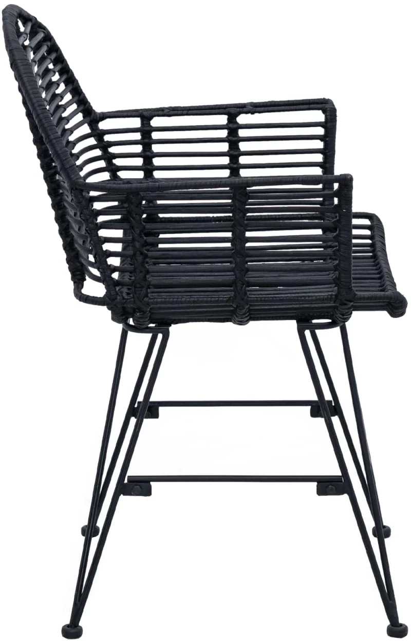 vidaXL Καρέκλα τραπεζαρίας 2 pcs Καλάμι και Σίδερο Μαύρο