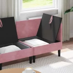 vidaXL Σετ Επίπλων Σαλονιού με μαξιλάρι 3 pcs Ροζ Βελούδο