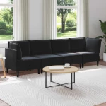 vidaXL Σετ Επίπλων Σαλονιού με μαξιλάρι 4 pcs Μαύρο Βελούδο