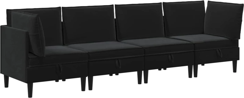 vidaXL Σετ Επίπλων Σαλονιού με μαξιλάρι 4 pcs Μαύρο Βελούδο