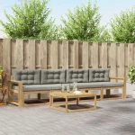 vidaXL Σειρά Καναπέ Εξωτερικού 4 pcs Λευκό και Ανοιχτό Γκρι