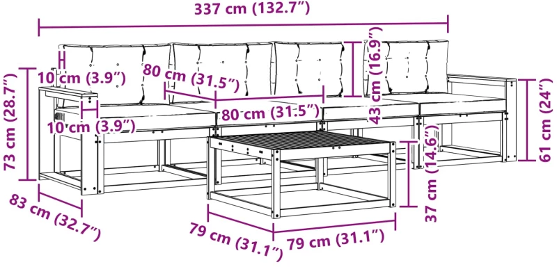 vidaXL Σειρά Καναπέ Εξωτερικού 4 pcs Λευκό και Ανοιχτό Γκρι