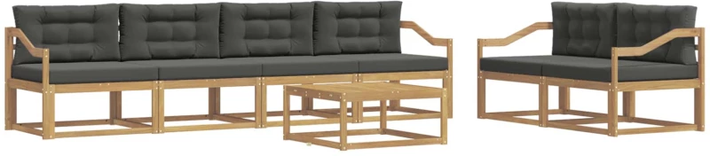 vidaXL Σειρά Καναπέ Εξωτερικού με μαξιλάρι 6 pcs Άσπρο και Ανθρακί