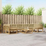 vidaXL Σειρά Καναπέ Εξωτερικού με μαξιλάρι 6 pcs Λευκό και Μπεζ