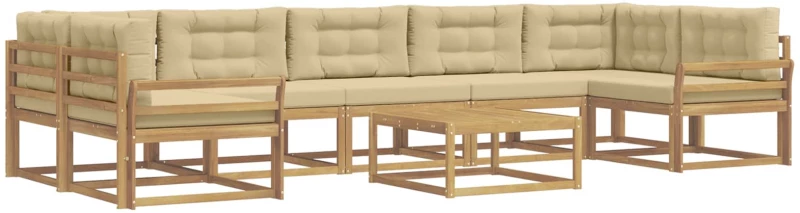 vidaXL Σειρά Καναπέ Εξωτερικού με μαξιλάρι 6 pcs Λευκό και Μπεζ
