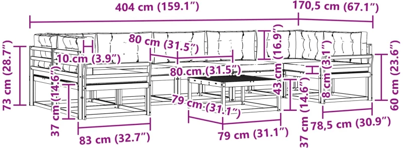 vidaXL Σειρά Καναπέ Εξωτερικού με μαξιλάρι 6 pcs Λευκό και Μπεζ