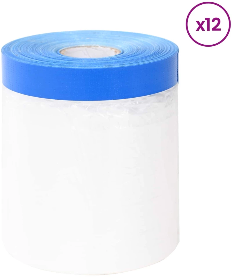 vidaXL Ταινία μάσκας με κόλλα 12 pcs Διαφανές και Μπλε 110 x 2000 εκ.