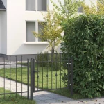 vidaXL Πύλη Φράχτη HORST 100 x 75 cm Μέταλλο Μαύρο Κλειδώσιμο