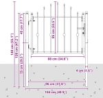 vidaXL Πύλη Φράχτη HORST 100 x 75 cm Μέταλλο Μαύρο Κλειδώσιμο