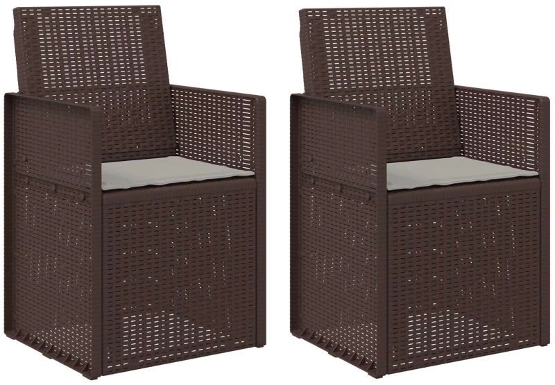 vidaXL Καρέκλες Εστιατορίου Κήπου 2 pcs Καφέ και Ανοιχτό Γκρι PP