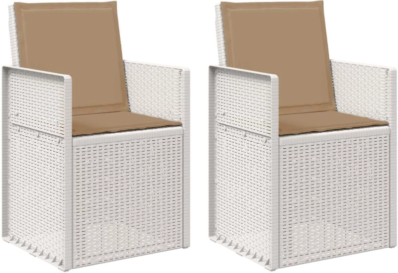 vidaXL Καρέκλες Εστιατορίου Κήπου 2 pcs Λευκό και Taupe PP