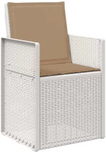 vidaXL Καρέκλες Εστιατορίου Κήπου 2 pcs Λευκό και Taupe PP
