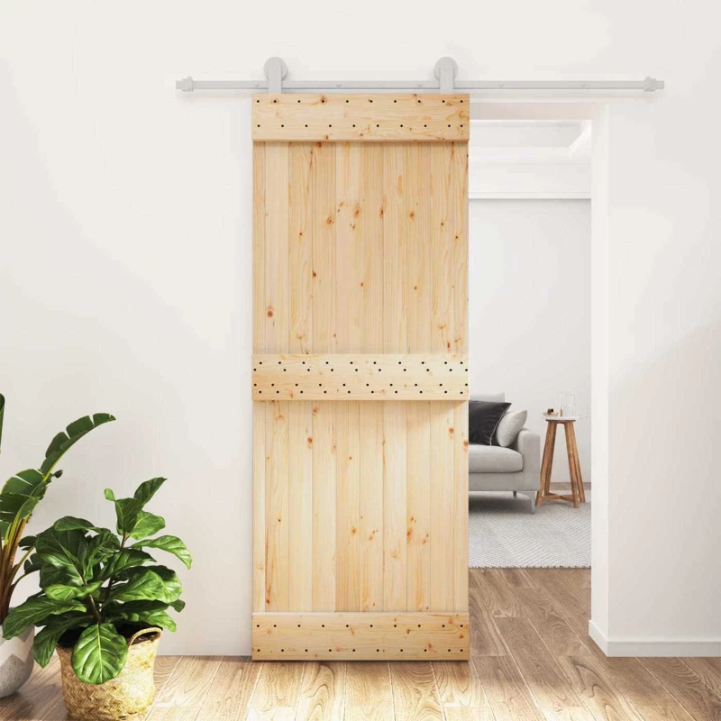 vidaXL Συρόμενη Πόρτα Φυσικό και Λευκό 80 x 210 cm
