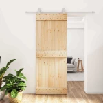 vidaXL Συρόμενη Πόρτα Φυσικό και Λευκό 80 x 210 cm
