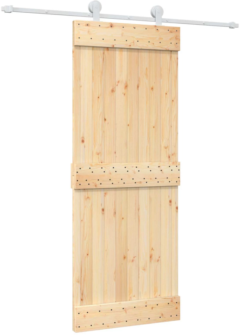 vidaXL Συρόμενη Πόρτα Φυσικό και Λευκό 80 x 210 cm