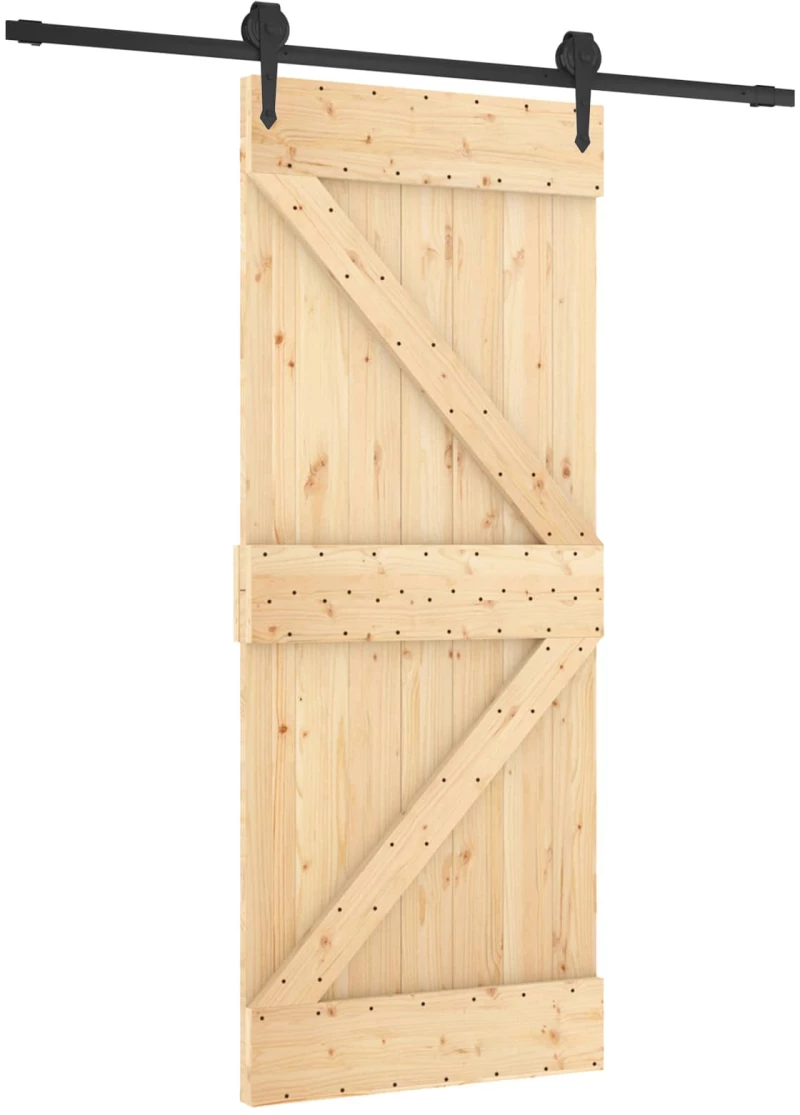 vidaXL Συρόμενη Πόρτα Φυσικό και Μαύρο 85 x 210 cm