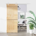 vidaXL Συρόμενη Πόρτα Φυσικό και Λευκό 85 x 210 cm