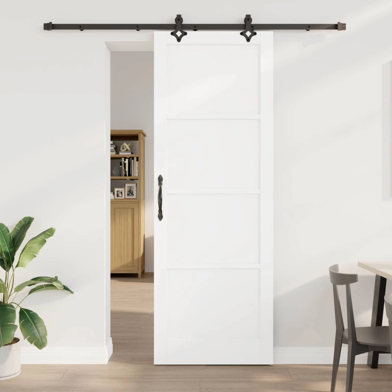 vidaXL Συρόμενη Πόρτα ORKDAL Λευκό 83 x 232 εκ. Μασίφ Ξύλο Πεύκου