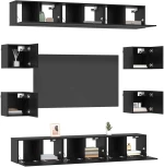 vidaXL Σετ επίπλου τηλεόρασης 10 pcs 180 x 30 x 30 cm Μαύρη Δρυς