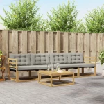 vidaXL Σειρά Καναπέ Εξωτερικού 5 pcs Λευκό και Ανοιχτό Γκρι