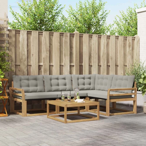 vidaXL Σειρά Καναπέ Εξωτερικού 5 pcs Λευκό και Ανοιχτό Γκρι