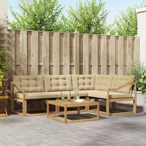 vidaXL Σειρά Καναπέ Εξωτερικού 5 pcs Λευκό και Μπεζ 79 x 79 x 37 εκ