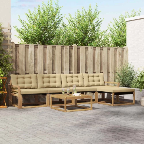 vidaXL Σειρά Καναπέ Εξωτερικού 6 pcs Λευκό και Μπεζ 79 x 79 x 37 εκ