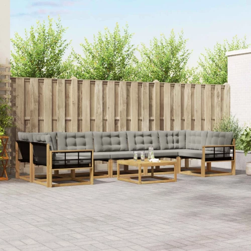 vidaXL Σειρά Καναπέ Εξωτερικού 8 pcs Λευκό και Ανοιχτό Γκρι