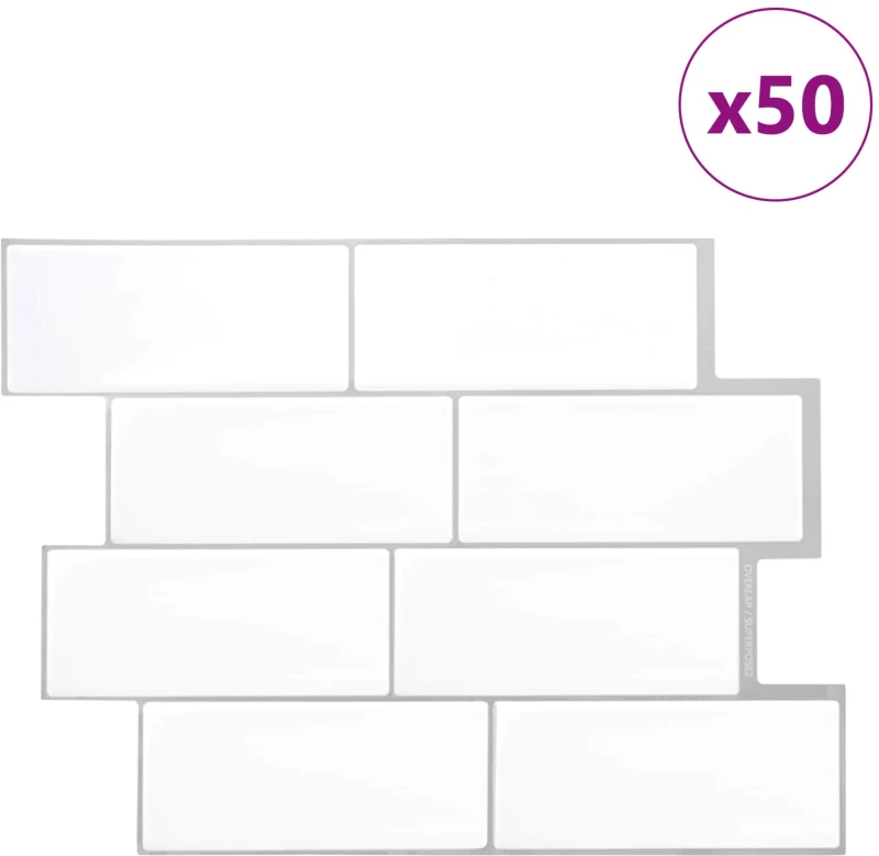 vidaXL Πλακάκι Subway 20 pcs Λευκό Γκρι 29 x 21 εκ