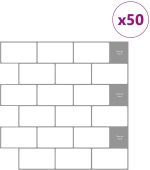 vidaXL Πλακάκι Subway 50 pcs Λευκό Γκρι 30 x 30 cm