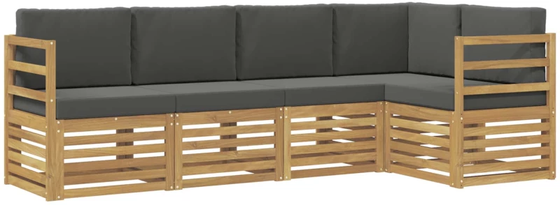 vidaXL Σειρά Καναπέ Εξωτερικού 5 pcs Άσπρο και Ανθρακί