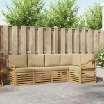 vidaXL Σειρά Καναπέ Εξωτερικού 5 pcs Λευκό και Μπεζ