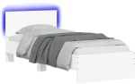vidaXL Κρεβάτι με φωτισμό LED Λευκό 80 x 200 cm Επεξεργασμένο Ξύλο