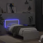 vidaXL Κρεβάτι με φωτισμό LED Λευκό 80 x 200 cm Επεξεργασμένο Ξύλο