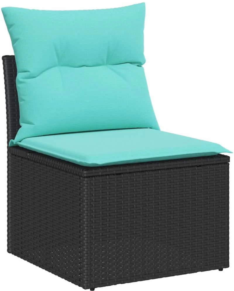 vidaXL Σετ Καναπέ Κήπου με μαξιλάρι 10 pcs Μαύρο συνθετικό ρατάν