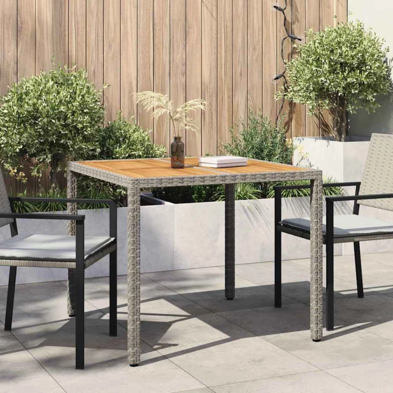 vidaXL Τραπέζι Κήπου Γκρι 90 x 90 x 75 cm συνθετικό ρατάν